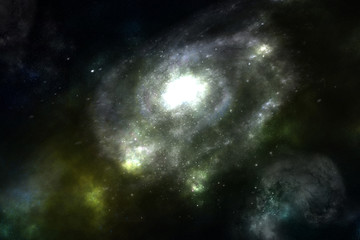 Galaxy in space with stars and dust, illustration