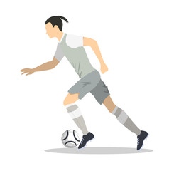 Fototapeta na wymiar Isolated soccer player. Silhouette of a man in uniform with ball.