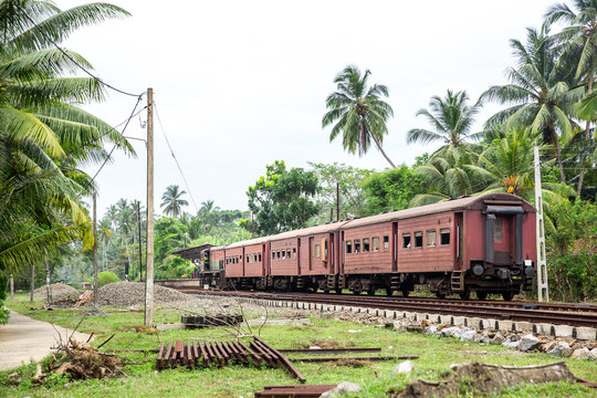 Train station, locomotive, railway road, Sri Lanka