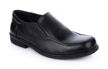 Black Leather shoes isolated on white background