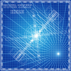 Technical blueprint on blue background. Vector illustration.
