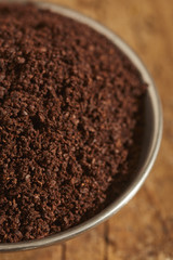 a bowl of ground coffee