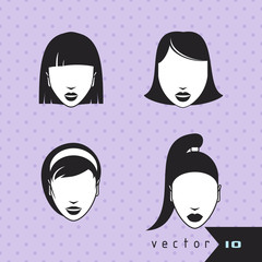 Set of female user profile icon vector illustration icon