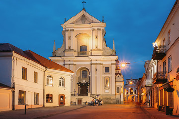 Fototapeta na wymiar Vilnius Lithuania. Ancient Baroque Catholic Church Of St. Teresa