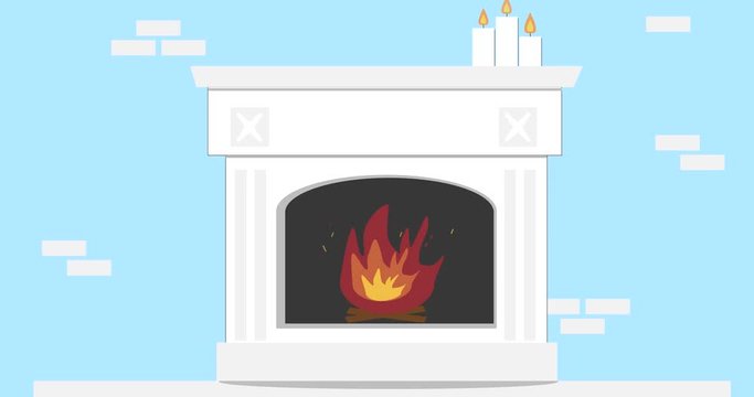 Cozy Fireplace, 4K. 2D Animation of Warm fire place with flames and  candles. Winter and Christmas holidays cartoon concept. Modern Empty 2D  Interior. Stock Video | Adobe Stock