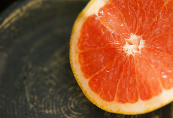 Photography of a grapefruit slice