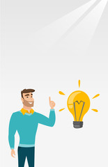 Student pointing at idea bulb vector illustration