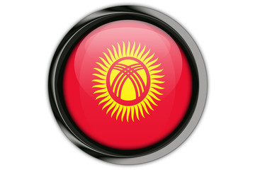 Kyrgyzstan  flag in the button pin Isolated on White Background