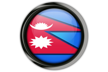 Nepal  flag in the button pin Isolated on White Background
