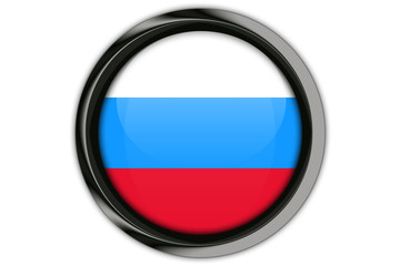 Russia flag in the button pin Isolated on White Background