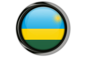 Rwanda  flag in the button pin Isolated on White Background