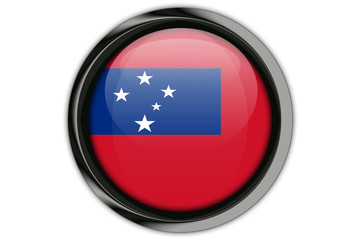 Samoa flag in the button pin Isolated on White Background
