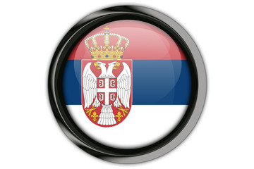 Serbia flag in the button pin Isolated on White Background