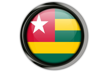 Togo flag in the button pin Isolated on White Background
