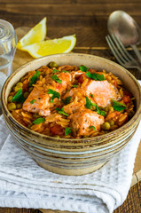 Salmon and orzo stew