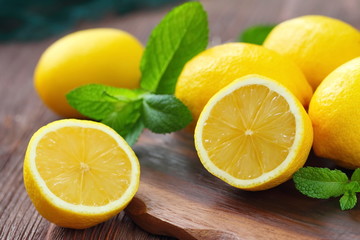 Fresh lemons on the table