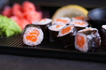 Sushi rolls with salmon 