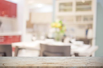 Blurred background of dining room.