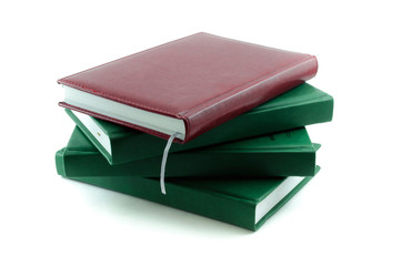 Books isolated on white background. Stacked book horizontal.