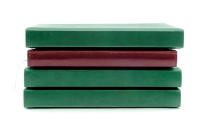 Books isolated on white background. Stacked book horizontal.