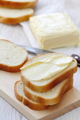 Bread with butter for breakfast