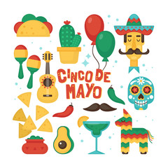 Cinco de Mayo Mexican Holiday banner, poster, party invitation and greeting card design set