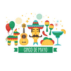 Cinco de Mayo Mexican Holiday banner, poster, party invitation and greeting card design