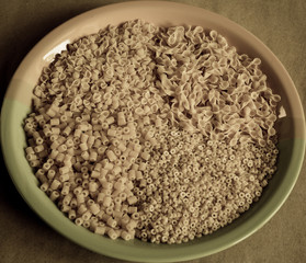 Composition of uncooked italian pasta