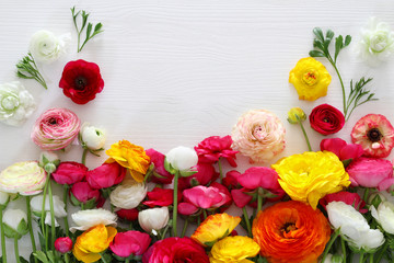 Fototapeta na wymiar Top view of beautiful flowers arrangement