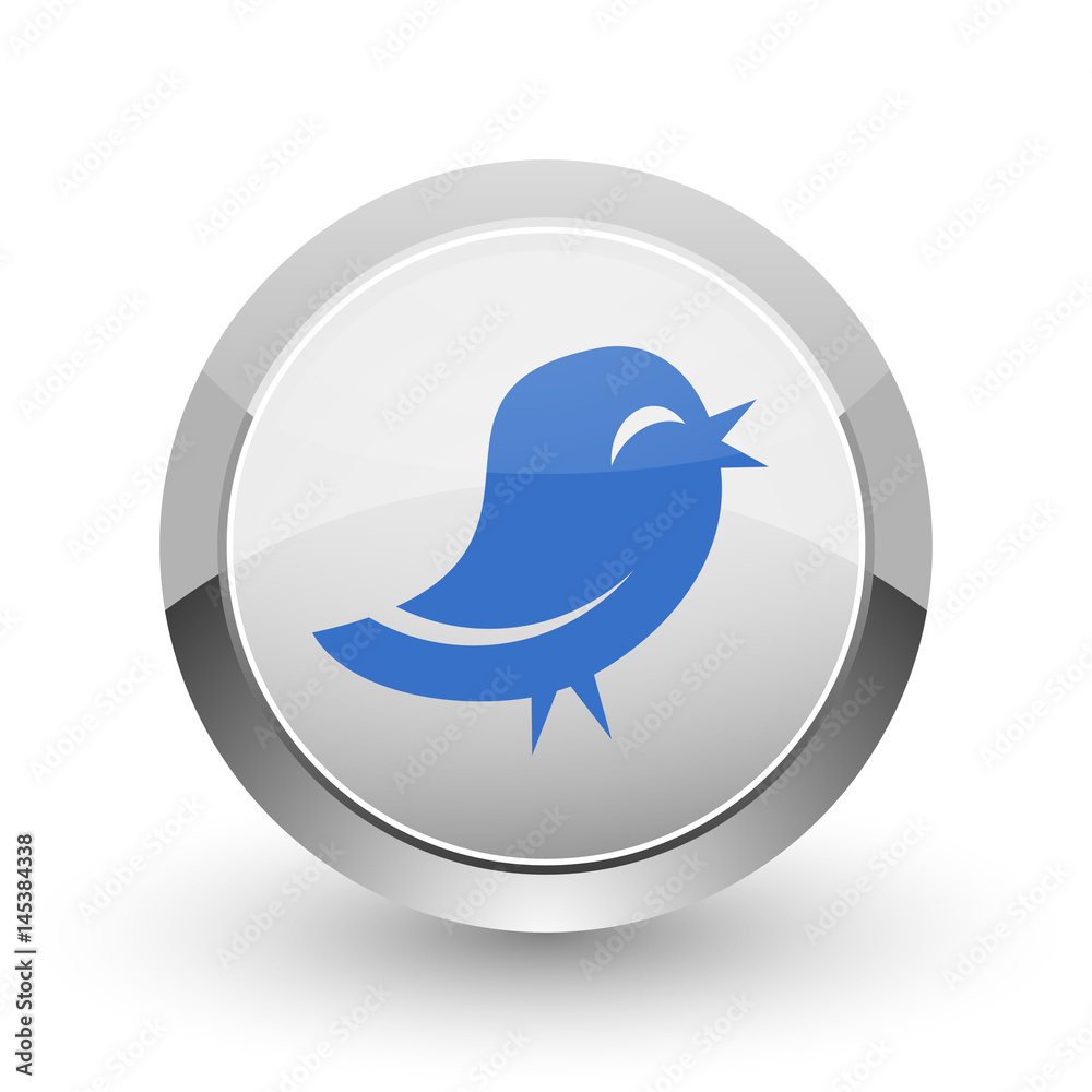 Aufkleber twitter chrome border web and smartphone apps design round glossy icon.