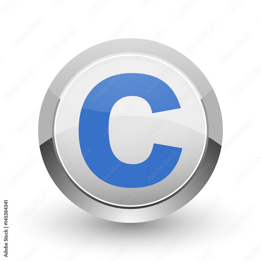 Poster copyright chrome border web and smartphone apps design round glossy icon.
