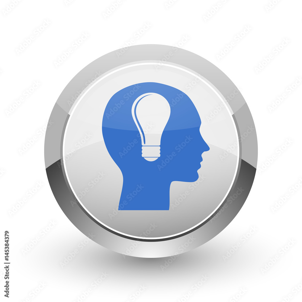 Leinwandbilder head chrome border web and smartphone apps design round glossy icon.