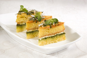 Indian Food Dhokla with Chees
