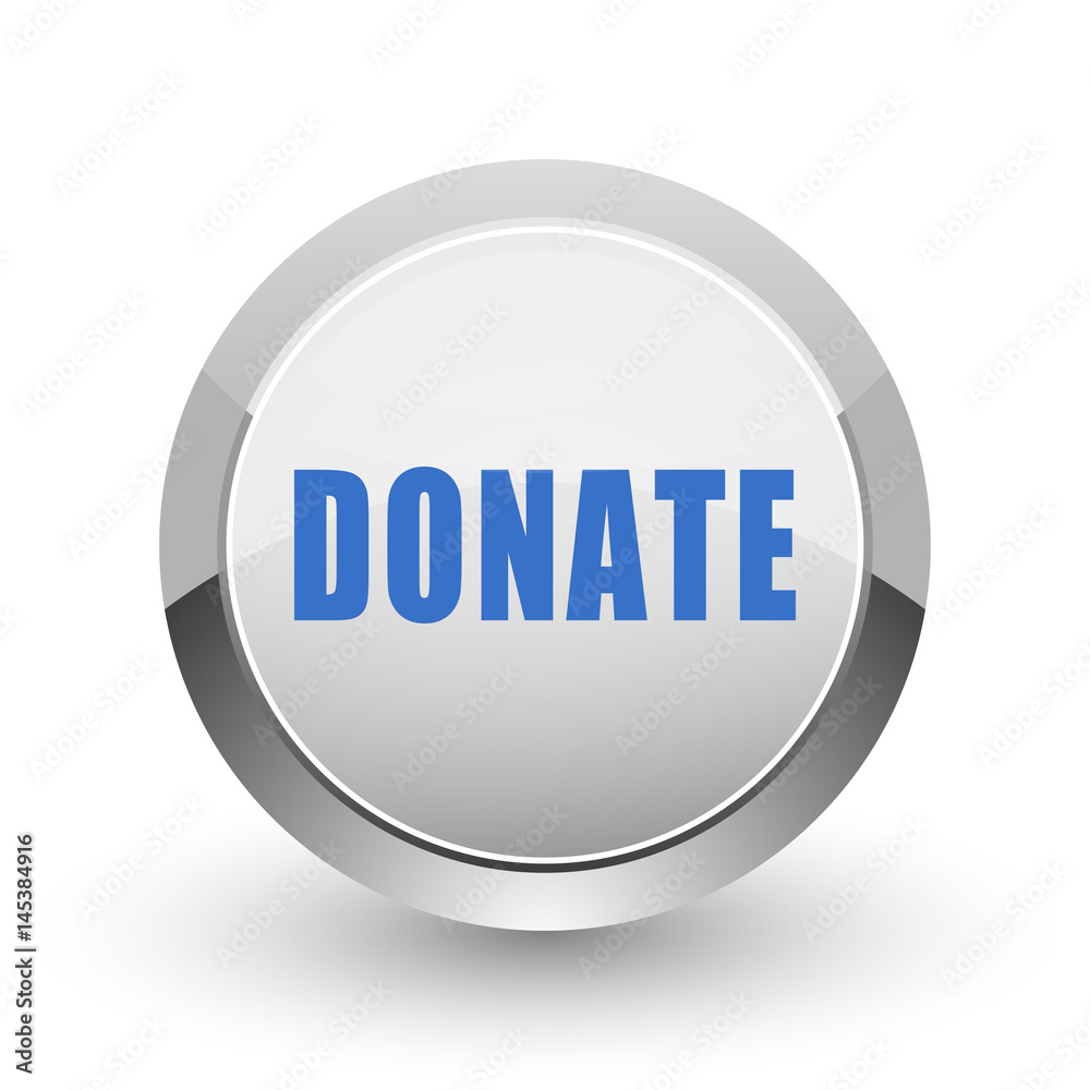 Aufkleber donate chrome border web and smartphone apps design round glossy icon.
