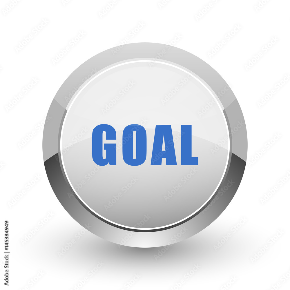 Poster Goal chrome border web and smartphone apps design round glossy icon.