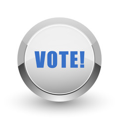 Vote chrome border web and smartphone apps design round glossy icon.