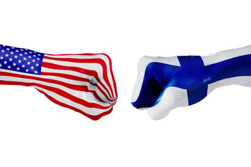 USA and Finland flag. Concept fight, business competition, conflict or sporting events