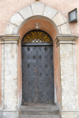Old medieval metal door in Warsaw, Poland
