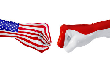 USA and Monaco flag. Concept fight, business competition, conflict or sporting events