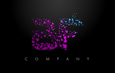 BF B F Letter Logo with Purple Particles and Bubble Dots