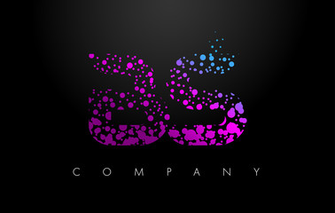 BS B S Letter Logo with Purple Particles and Bubble Dots