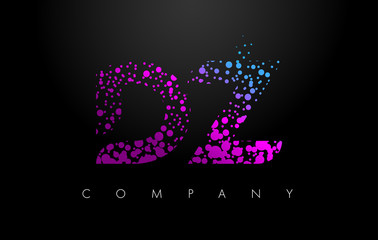 DZ D Z Letter Logo with Purple Particles and Bubble Dots