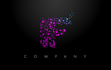 IF I F Letter Logo with Purple Particles and Bubble Dots