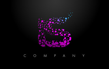 IS I S Letter Logo with Purple Particles and Bubble Dots