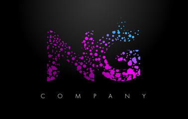 NG N G Letter Logo with Purple Particles and Bubble Dots