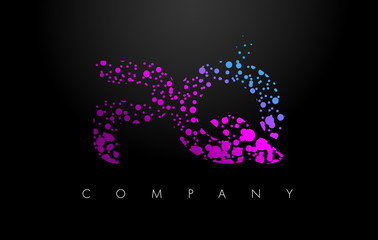 PQ P Q Letter Logo with Purple Particles and Bubble Dots