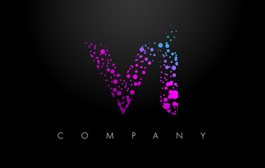 VI V I Letter Logo with Purple Particles and Bubble Dots