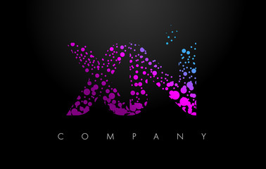 XN X N Letter Logo with Purple Particles and Bubble Dots