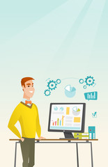 Businessman making presentation on computer.