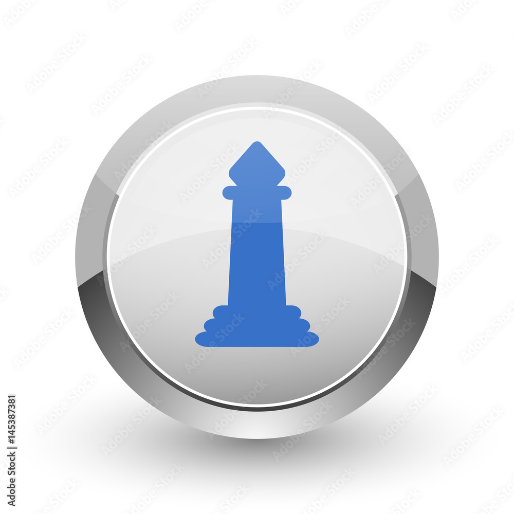 Poster Chess chrome border web and smartphone apps design round glossy icon.